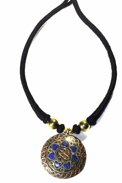 Mosaic Medallion Necklace – Handmade Bohemian Charm