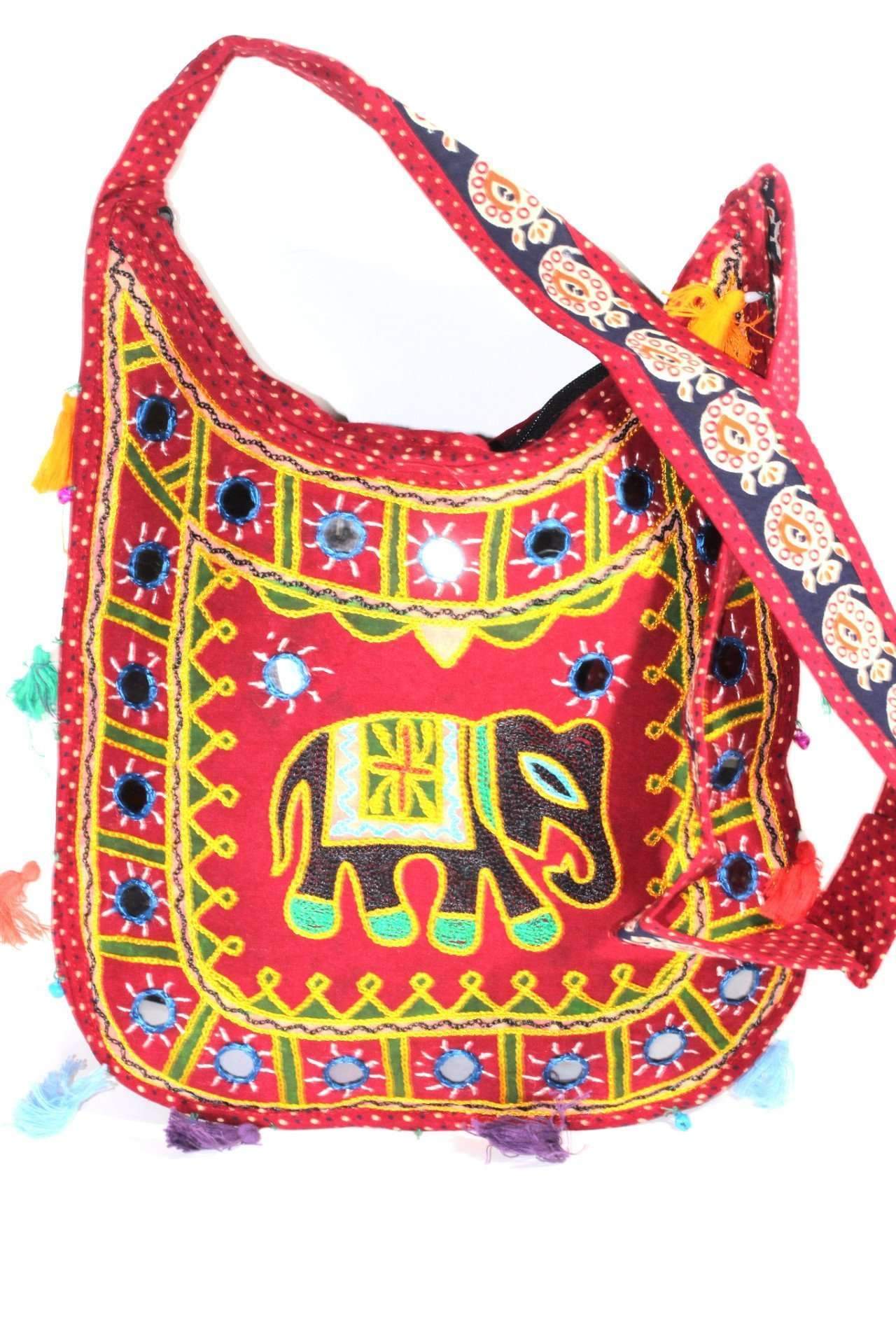 Mirror Work Multi Color Elephant Sling Jhola Bag