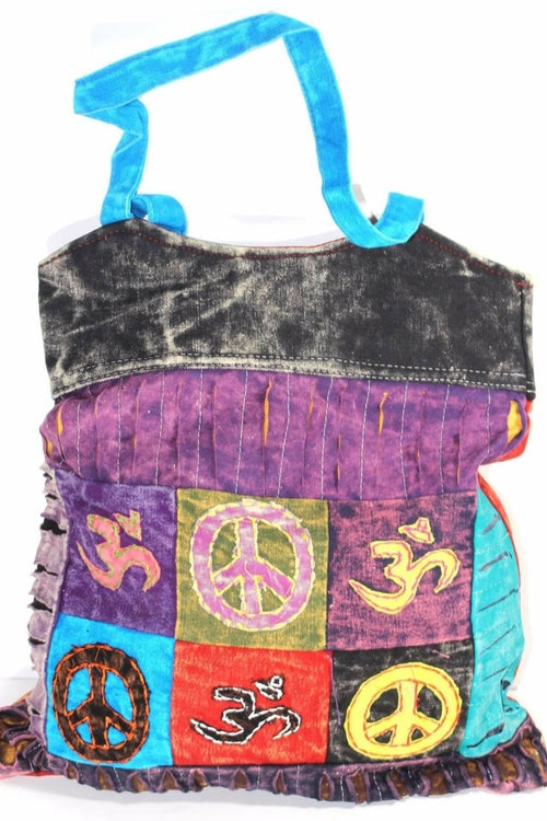 Peace & Om Patchwork Jhola Carry Bag