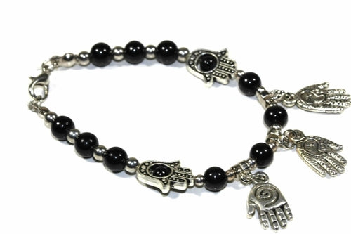 Hamsa Hand Beaded Charm Bracelet – Symbol of Protection & Luck