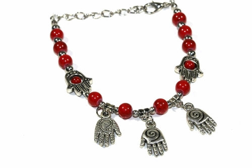 Hamsa Hand Beaded Charm Bracelet – Symbol of Protection & Luck