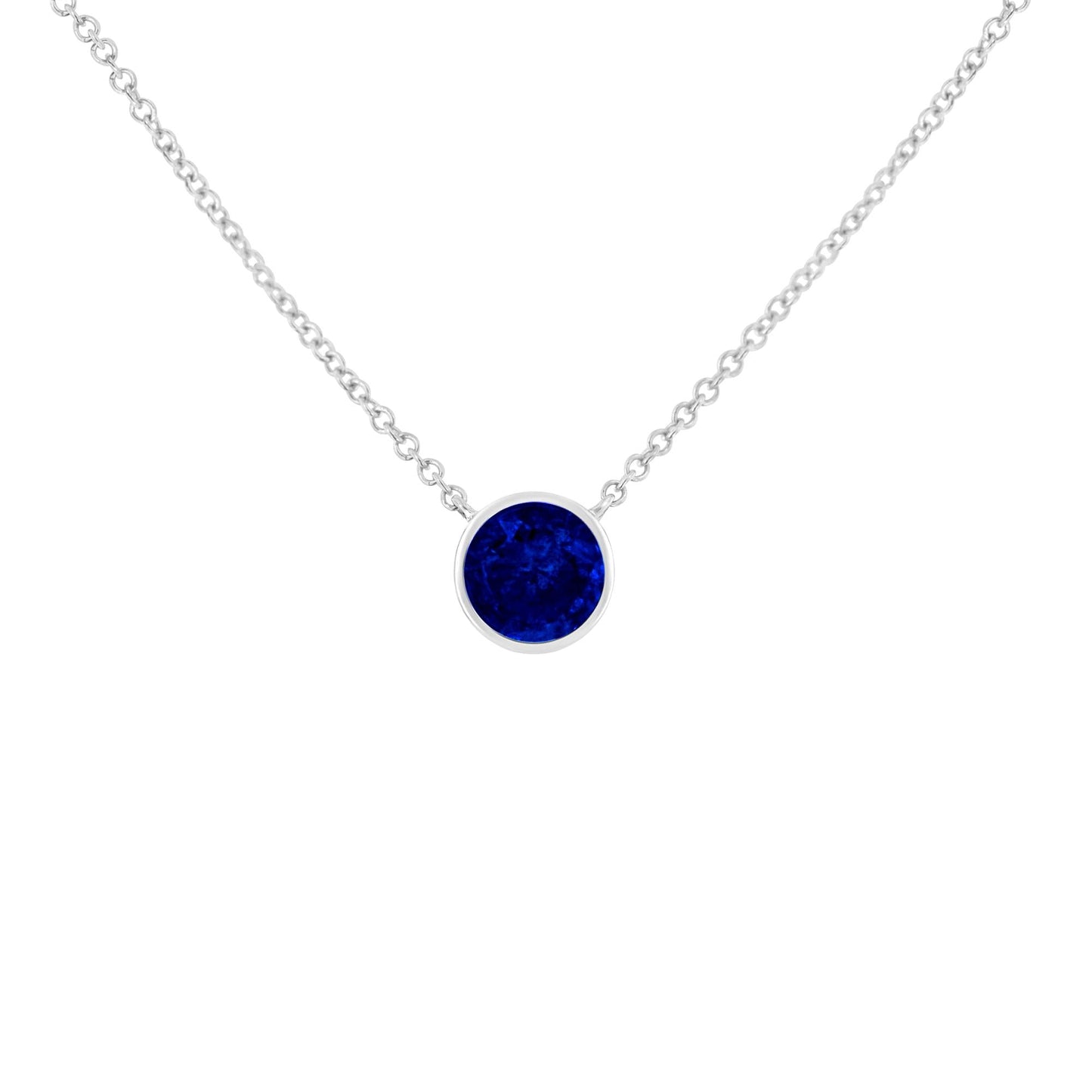 Cobalt Blue Solitaire Sapphire Necklace