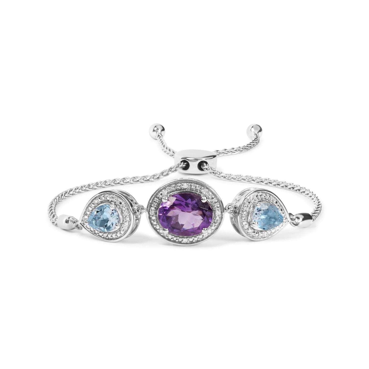 Amethyst and Blue Topaz with Diamonds Bracelet