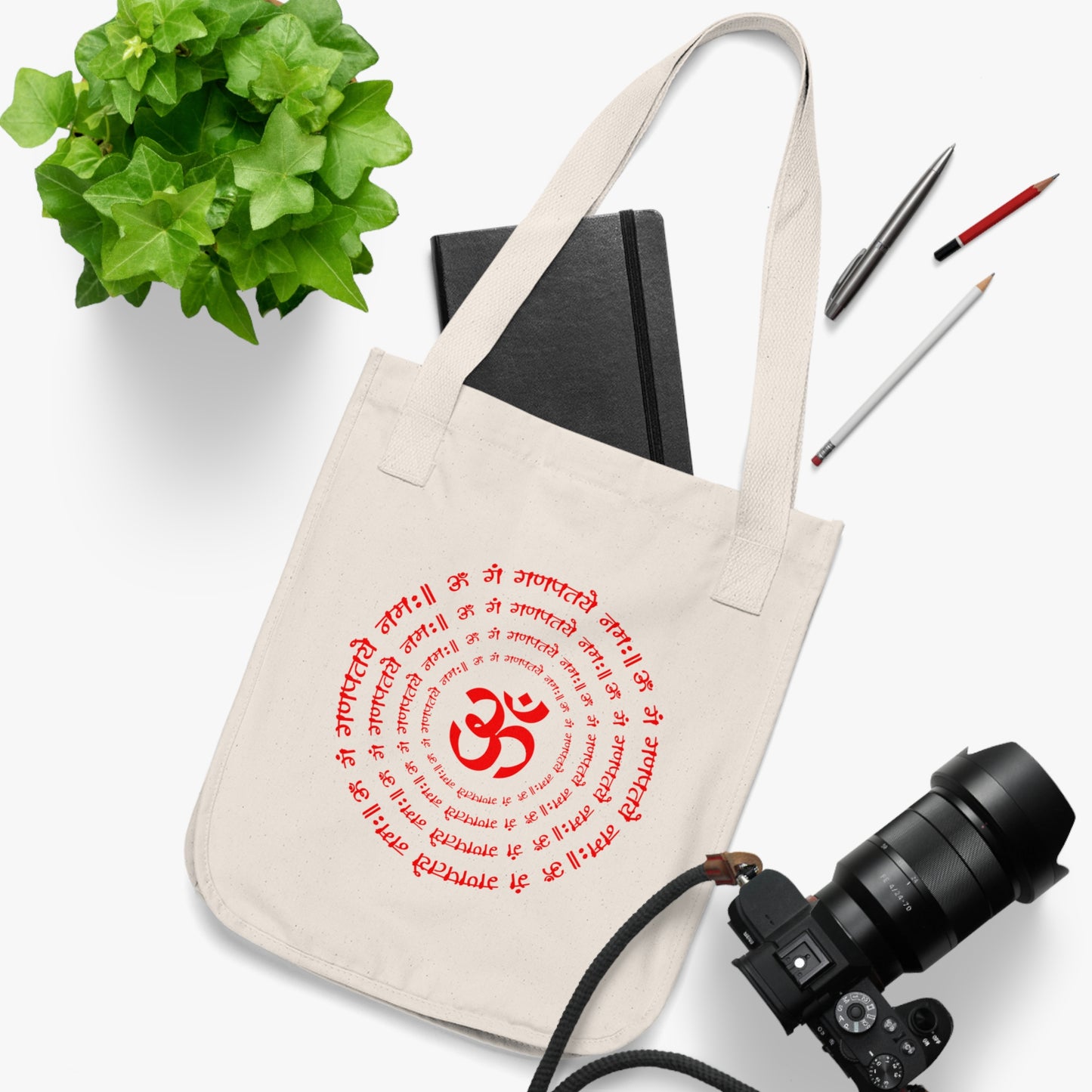 Om Mantra Design Organic Canvas Tote Bag