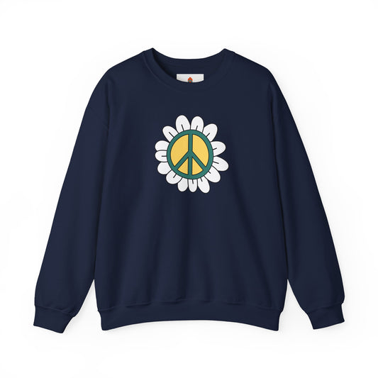 Peace Sign in White Flower Sweatshirt