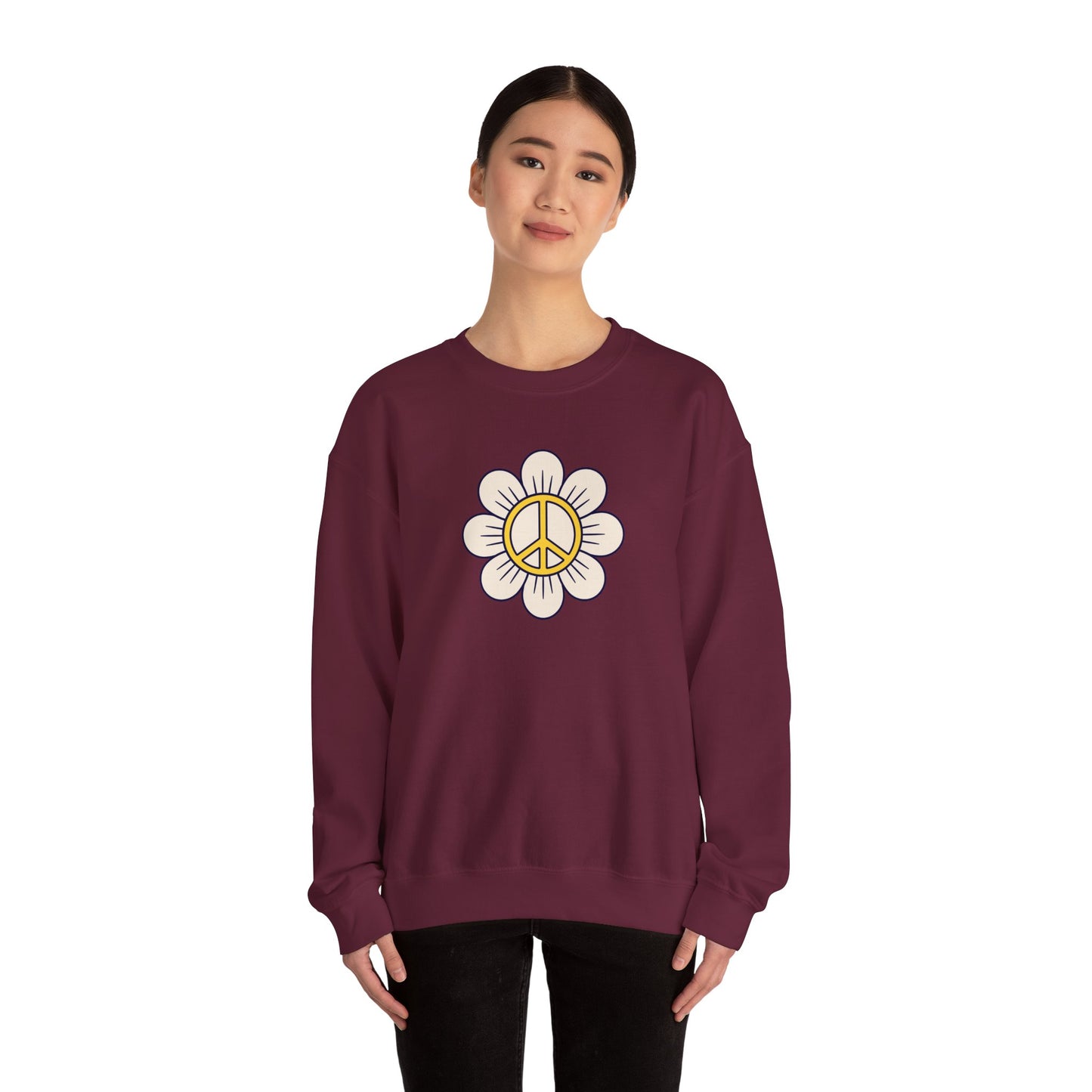 Yellow Peace Sign in a Flower Sweatshirt