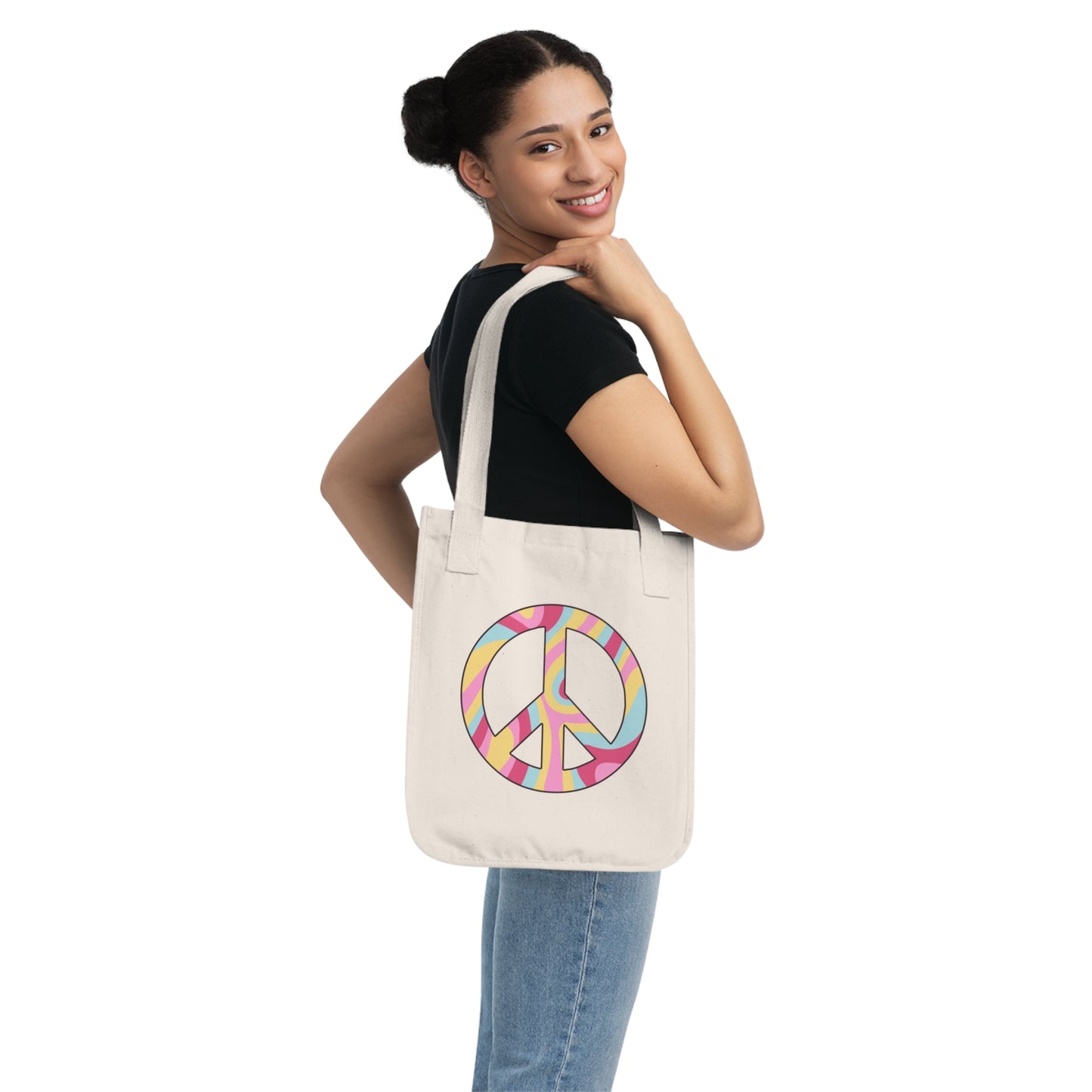 Hippie Peace Sign Organic Canvas Tote Bag