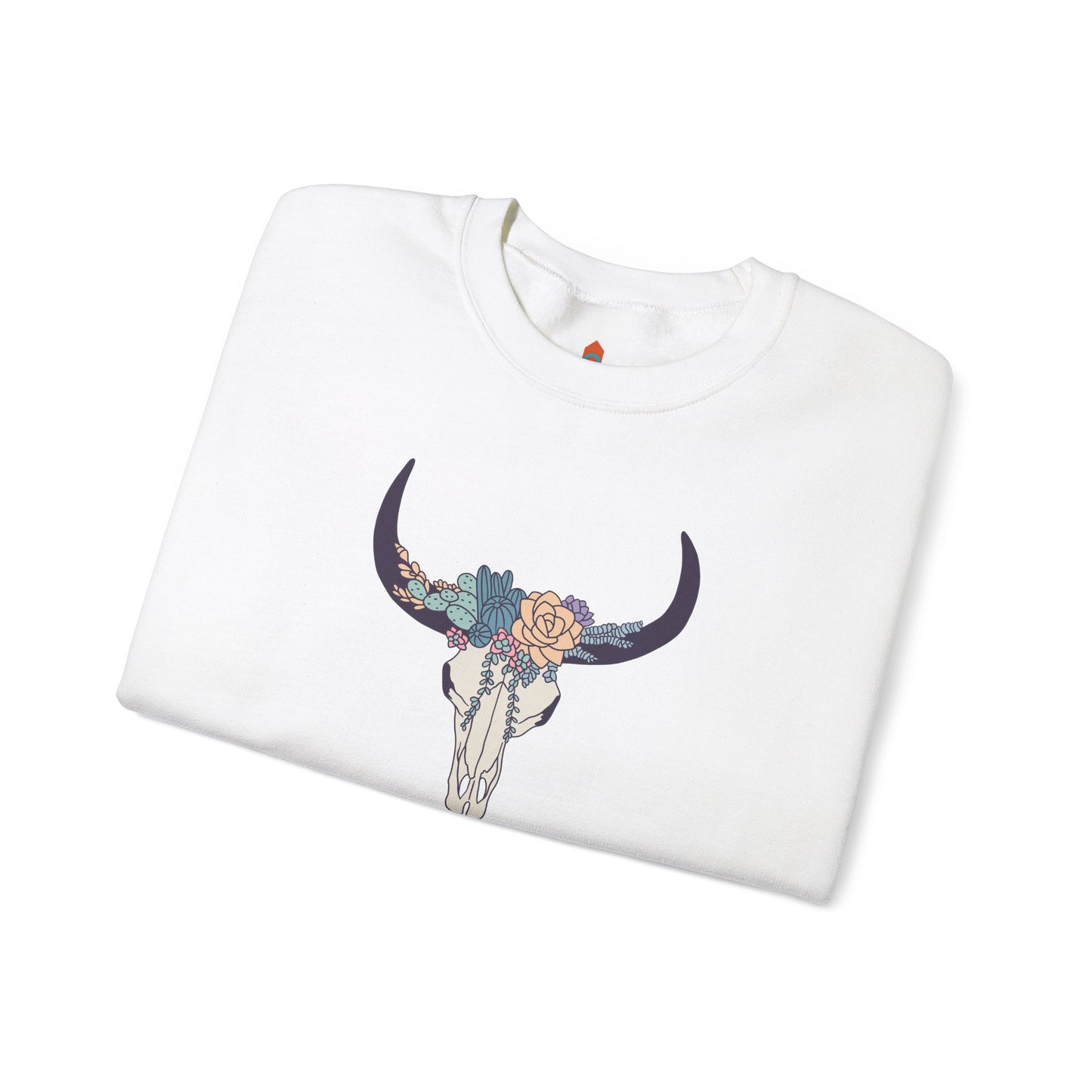 Buffalo Skull with Flowers Sweatshirt