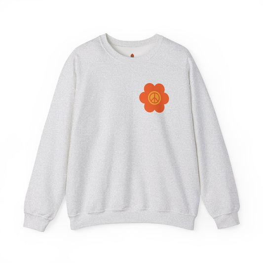 Peace Sign in Orange Flower Sweatshirt