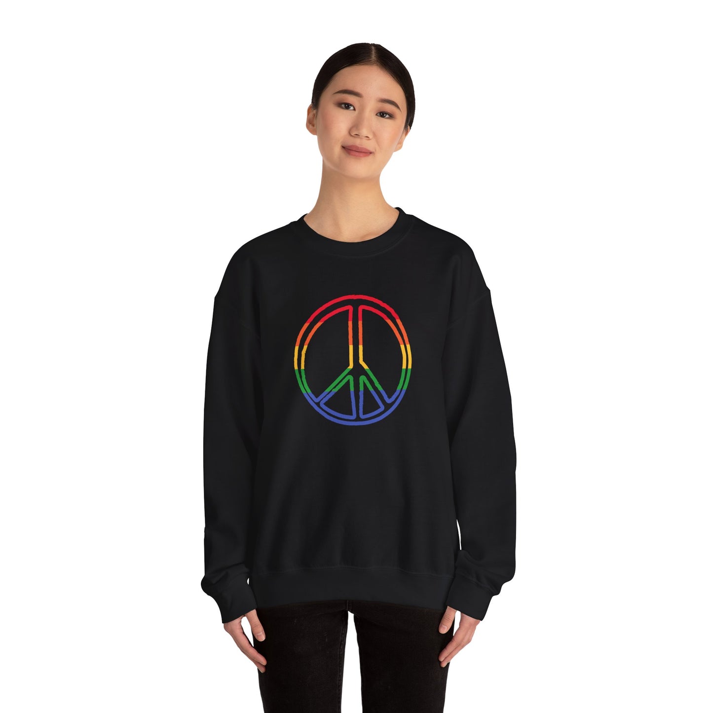 Drawing of Rainbow Peace Sign Sweatshirt
