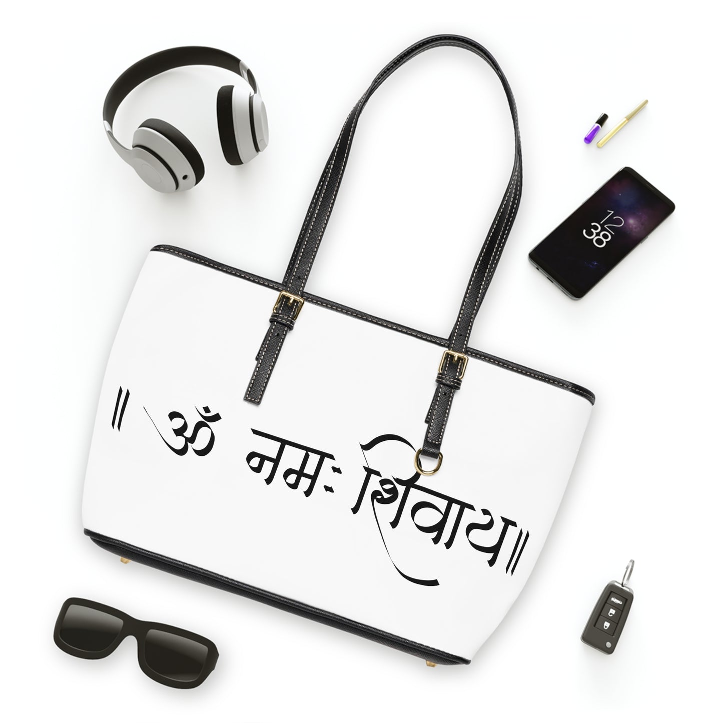 Om Mani Padme Hum Design Leather Shoulder Bag