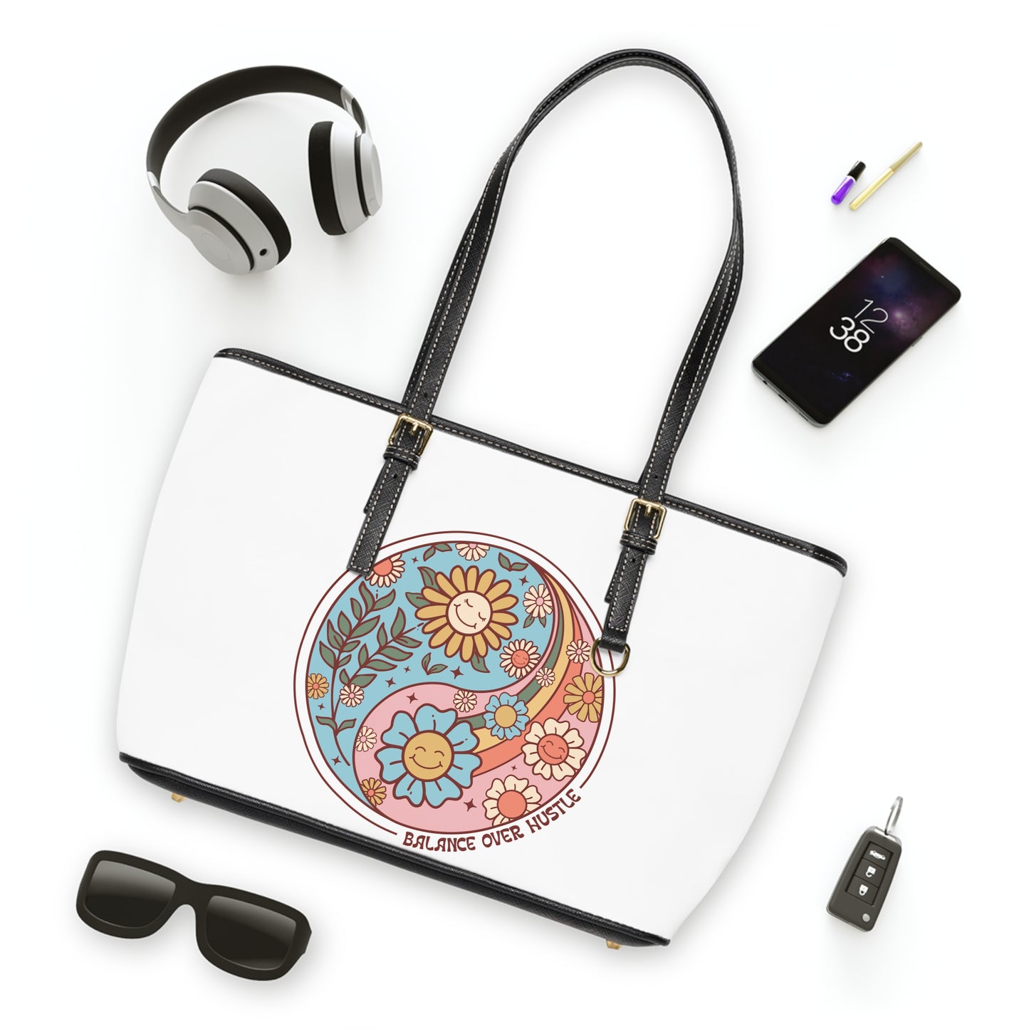 Boho Yin Yang Leather Shoulder Bag