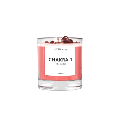 Chakra 1 Soy Candle with Red Jasper Gemstones