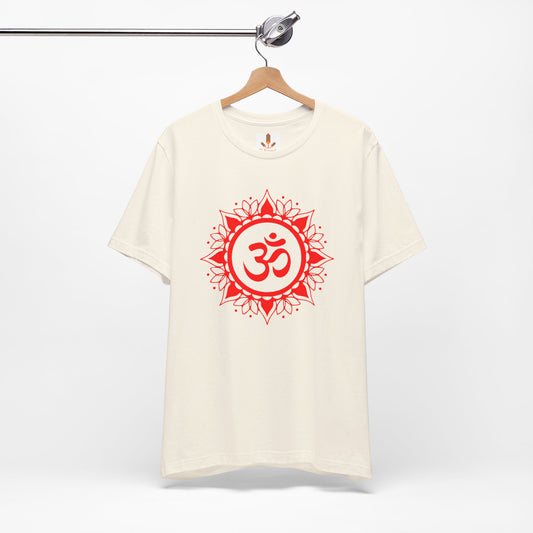 Red Om Lotus Design T-shirt