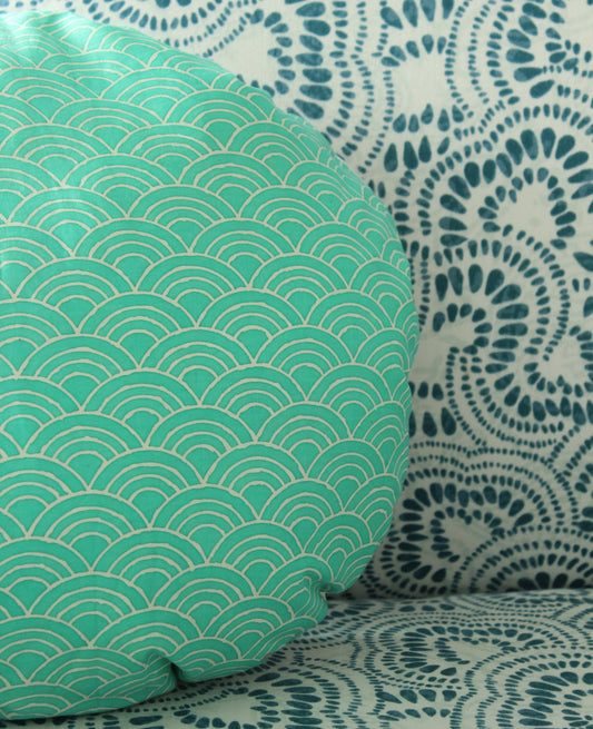 Round Wave Striped Bohemian Pillow Cover 16"