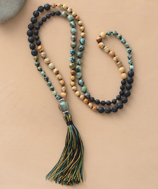 108 Beads Lava Stone Mala Necklace