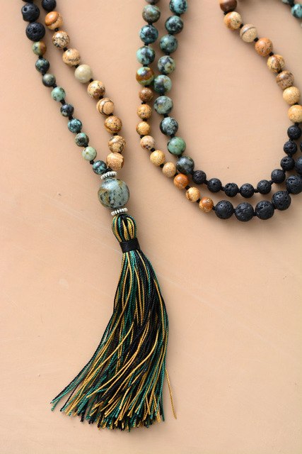 108 Beads Lava Stone Mala Necklace