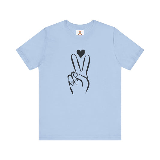 Peace Hand Sign with Heart T-shirt