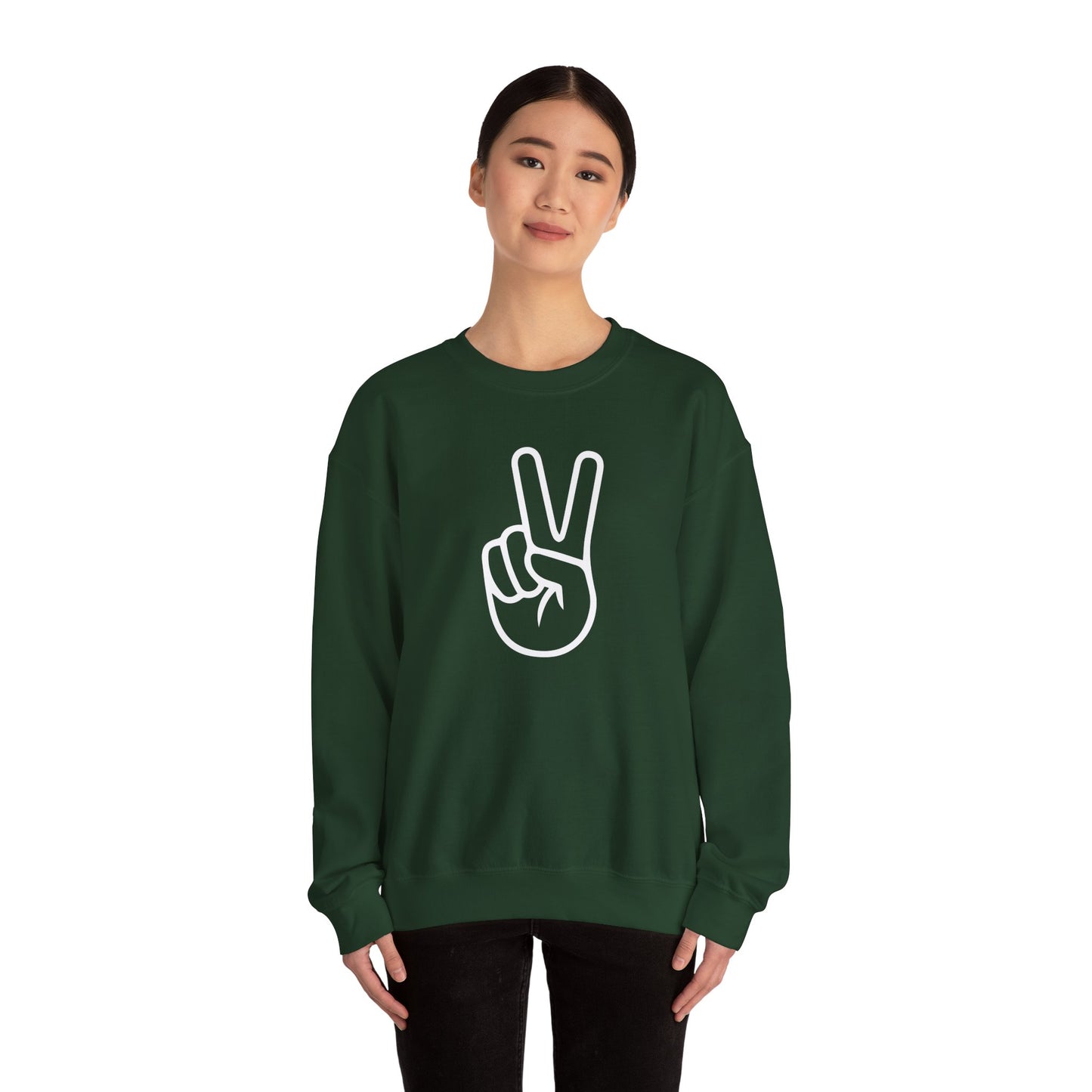 White Simple Peace Hand Sign Sweatshirt