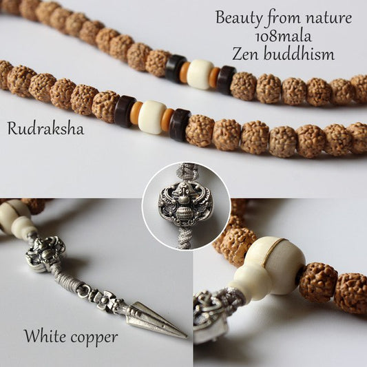 108 Mala Rudraksha Tibetan Buddhism Prayer Beads Necklace