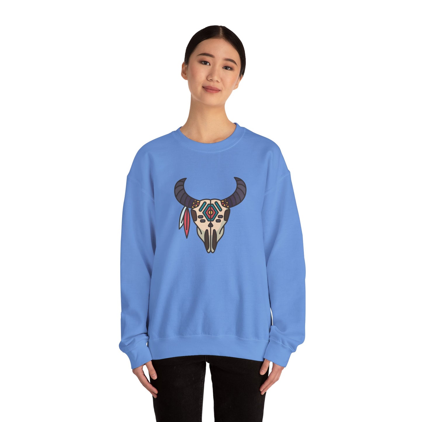 Buffalo Skull with Native Patterns Sweatshirt