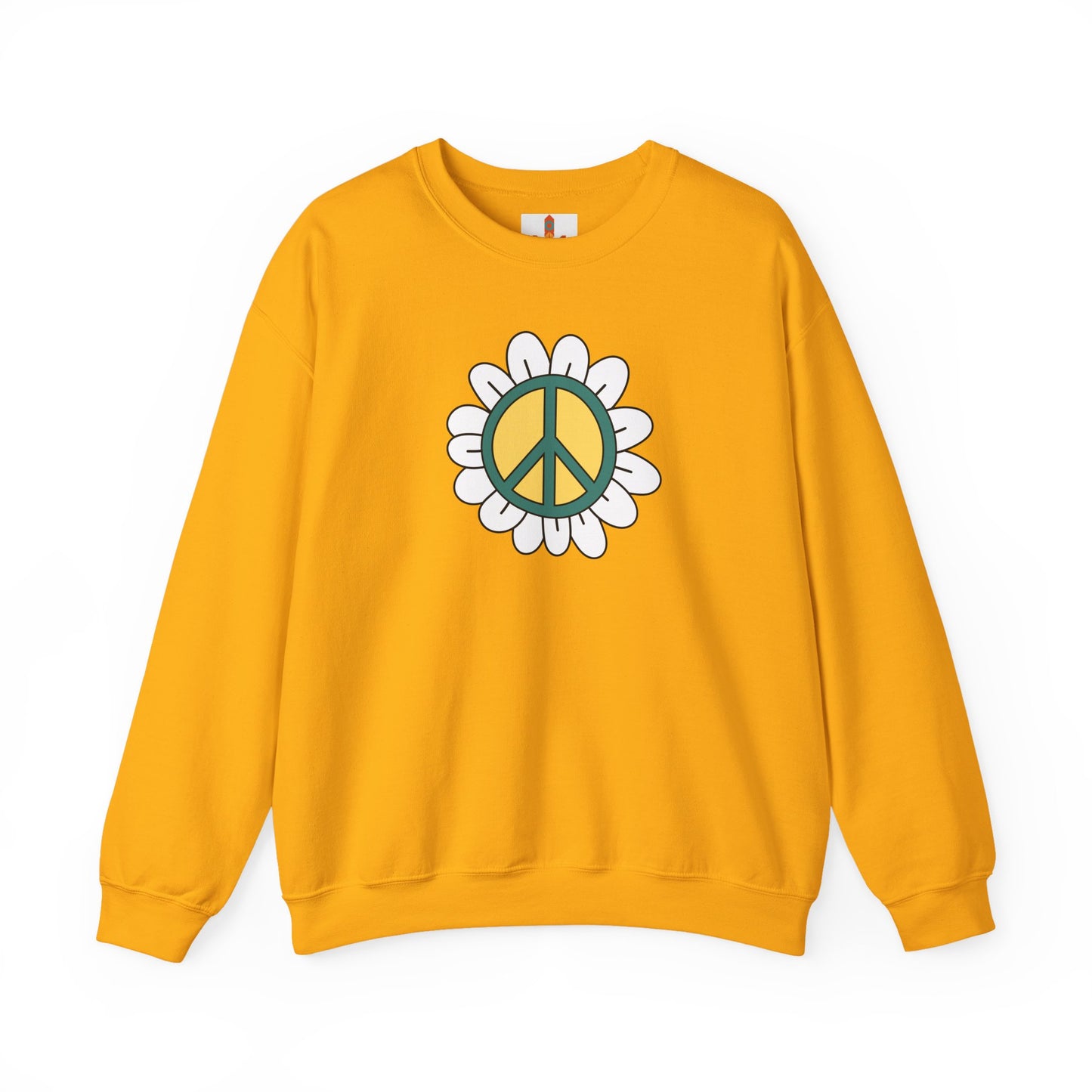 Peace Sign in White Flower Sweatshirt