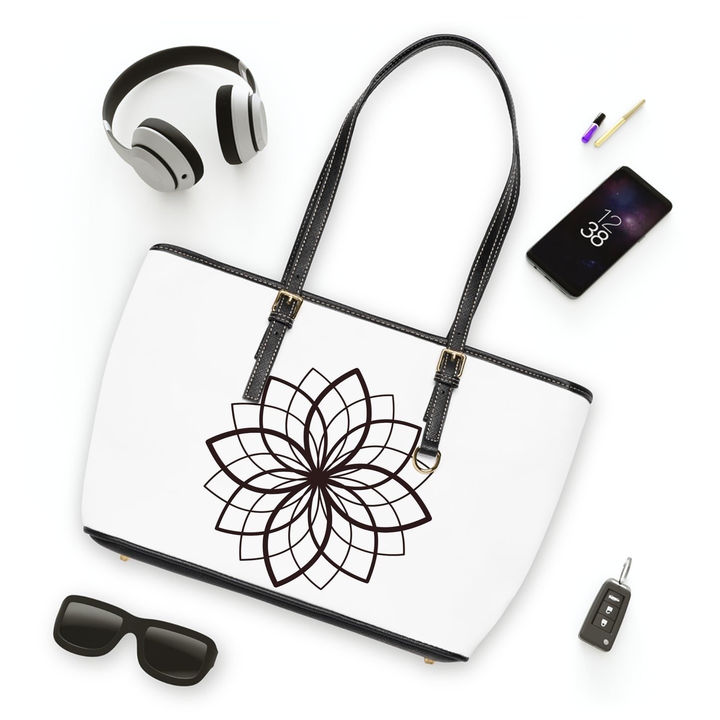 Lotus Flower of Life Leather Shoulder Bag