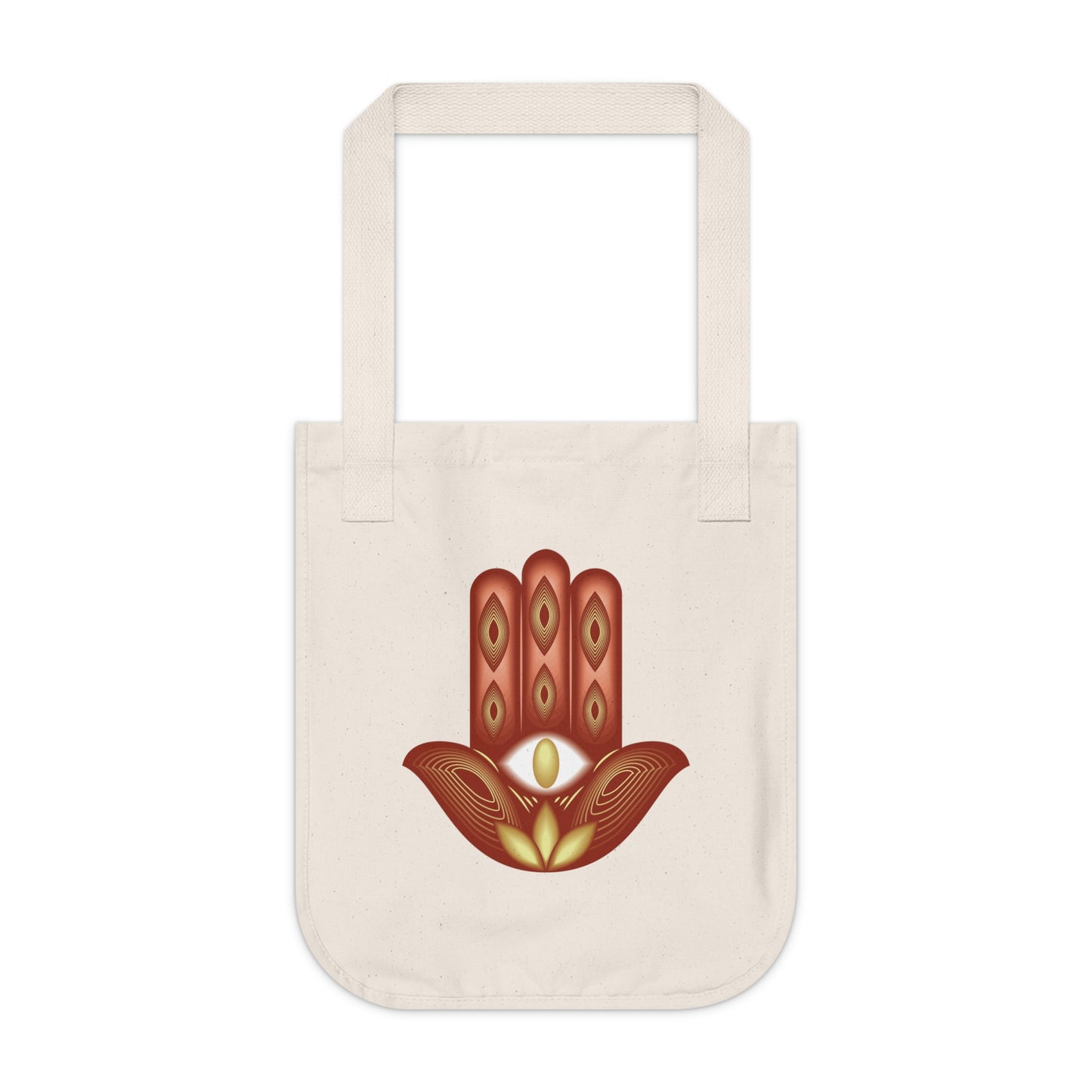 Colorful Hamsa Lotus Organic Canvas Tote Bag