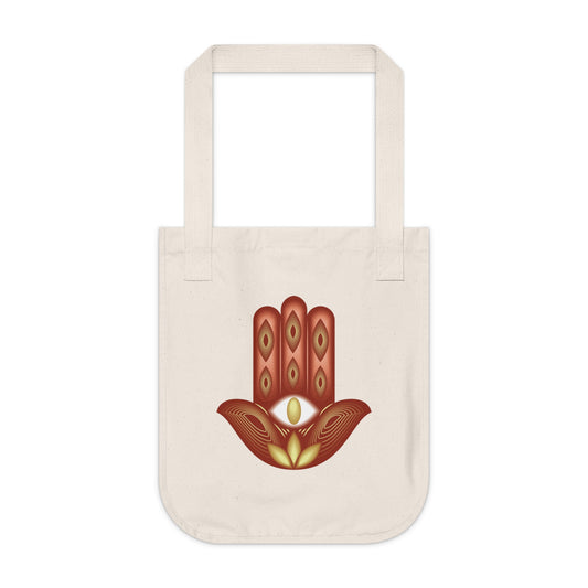 Colorful Hamsa Lotus Organic Canvas Tote Bag