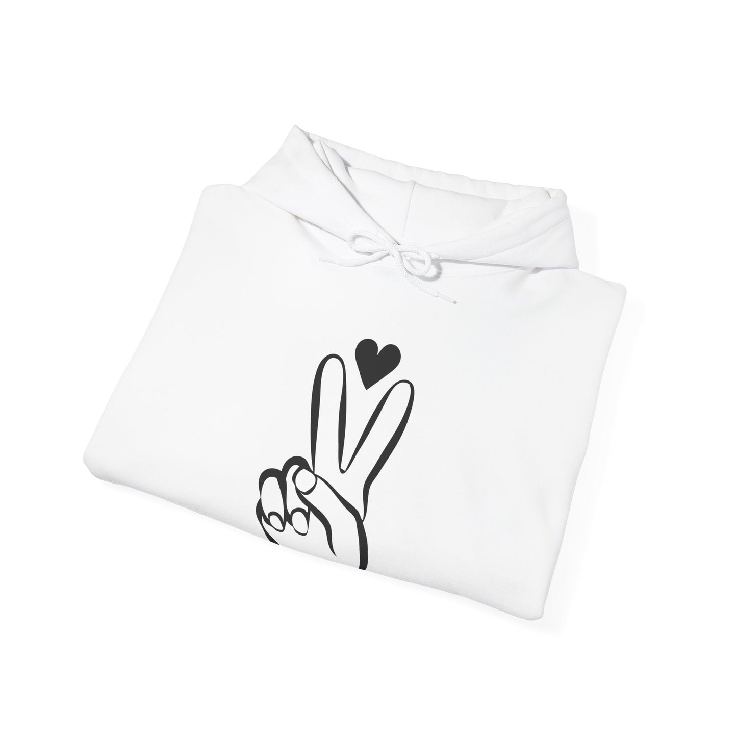 Peace Hand Sign with Heart Hoodie