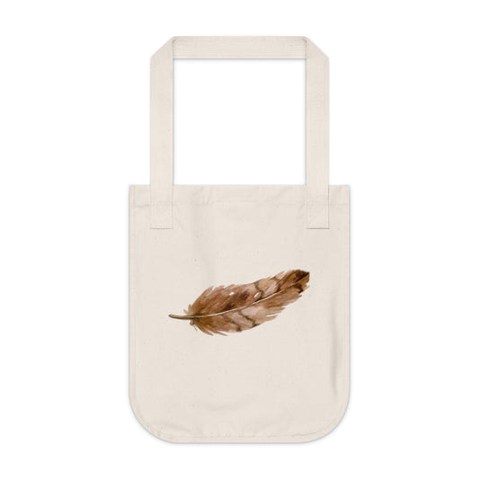 Brown Feather Organic Canvas Tote Bag