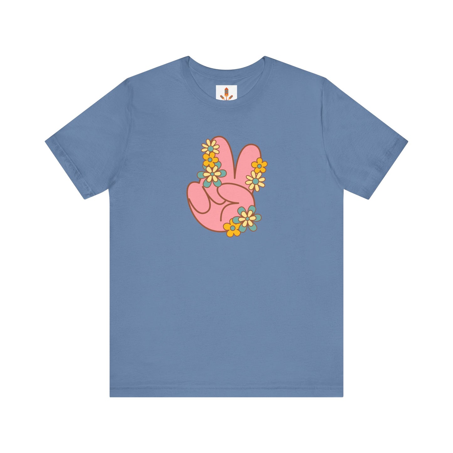 Peace Hand Sign with Flowers T-shirt