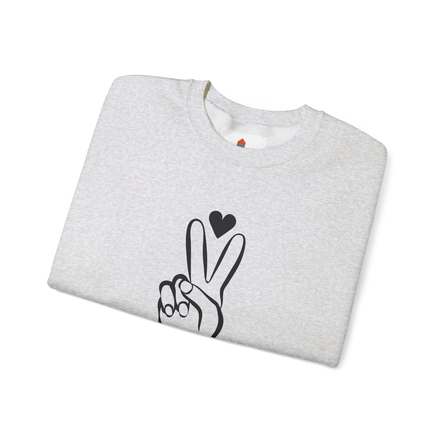 Peace Hand Sign with Heart Sweatshirt