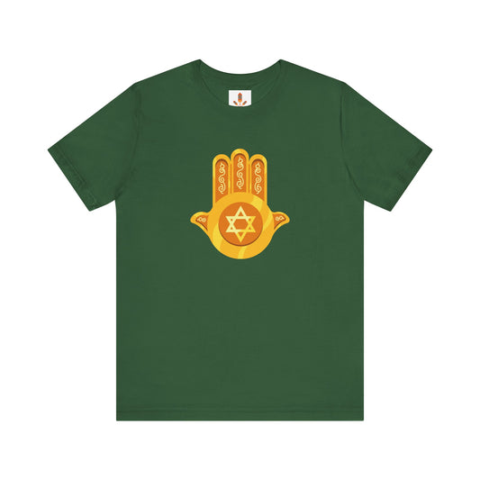 Golden Hamsa Hand with Star of David T-shirt