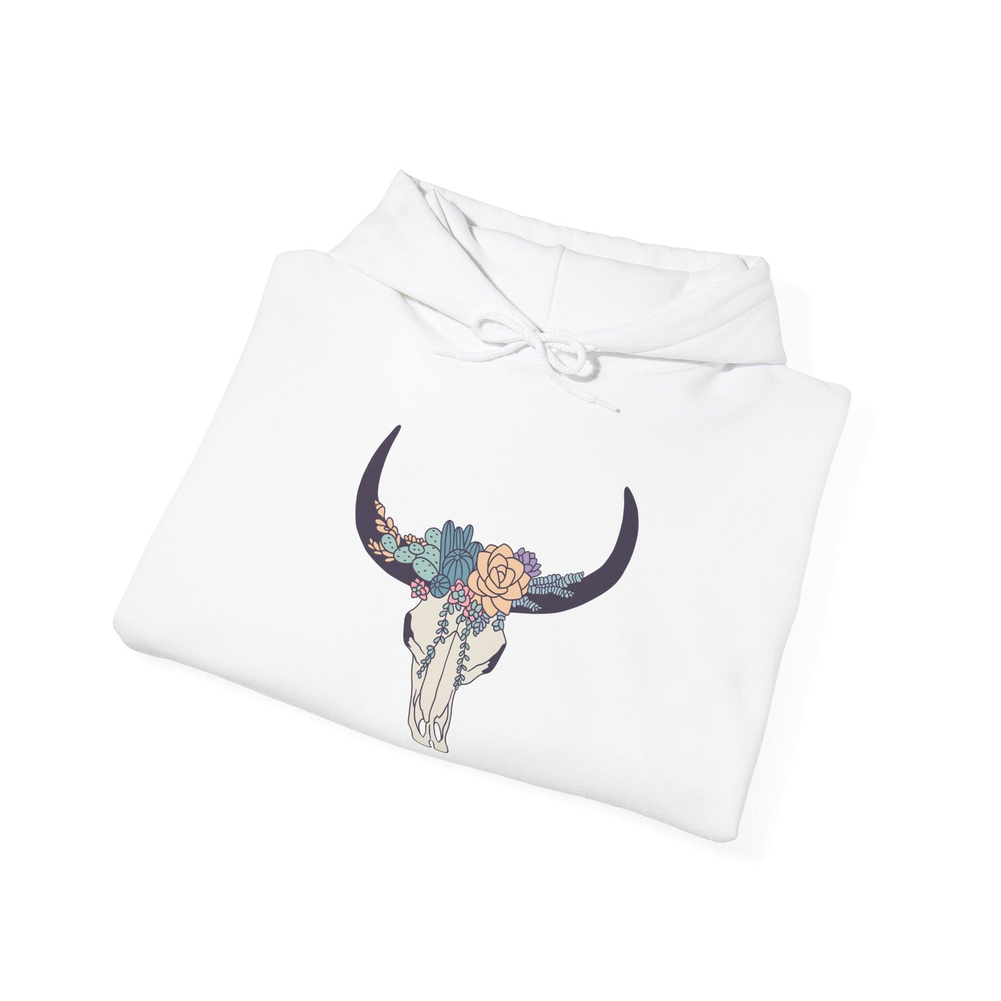 Buffalo Skull with Flowers Hoodie