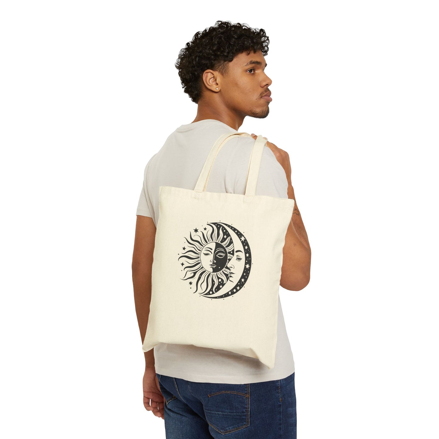 Moon and Sun Art Cotton Tote Bag