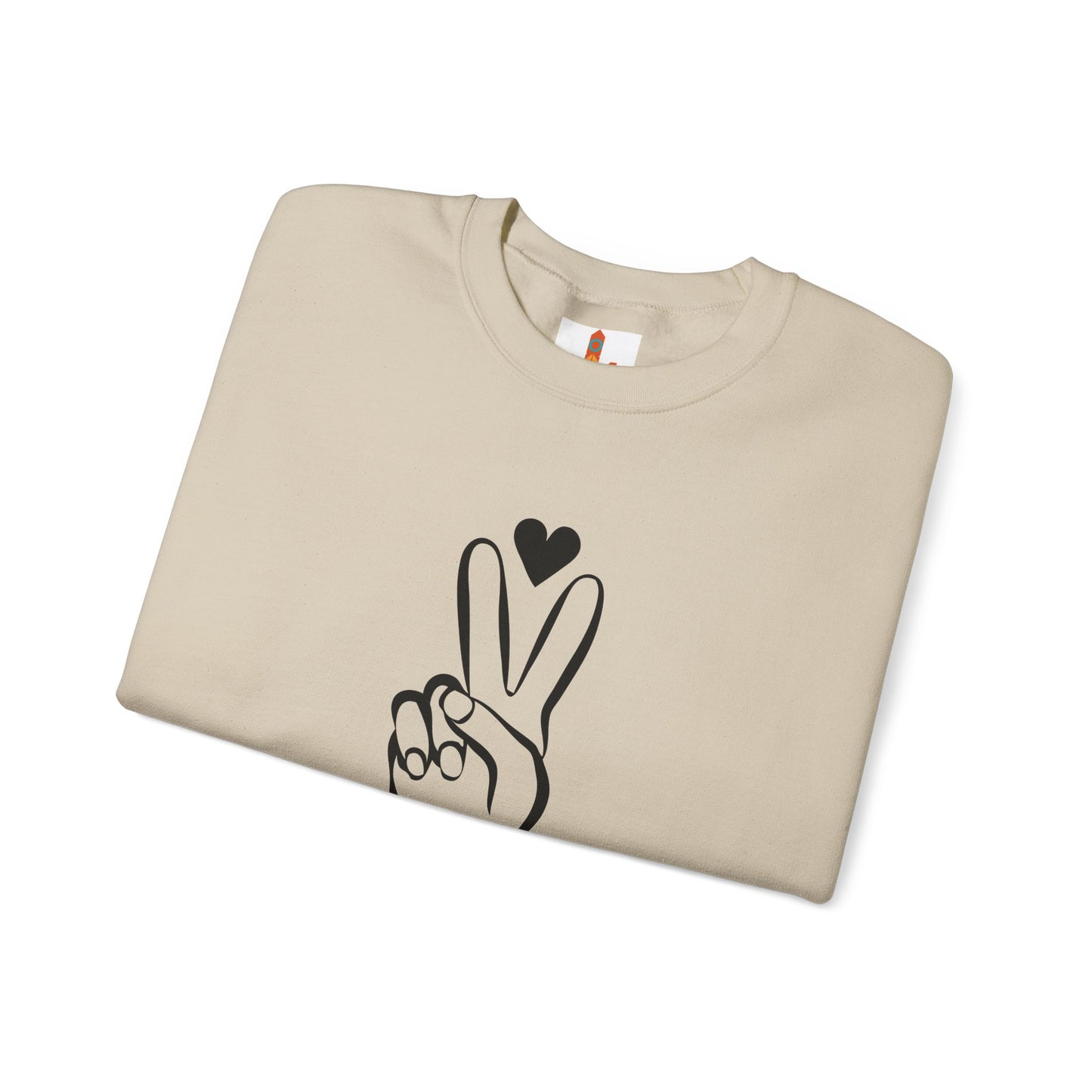 Peace Hand Sign with Heart Sweatshirt