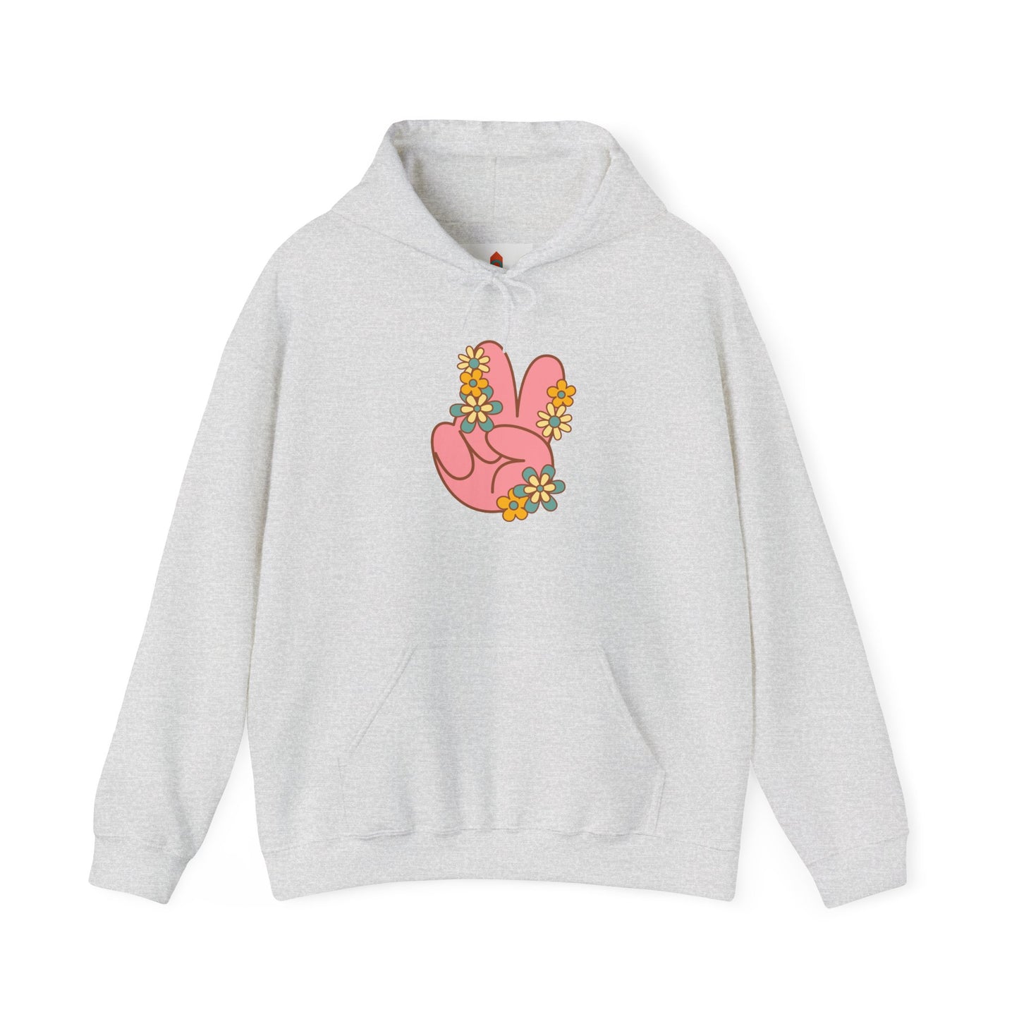 Peace Hand Sign with Flowers Hoodie