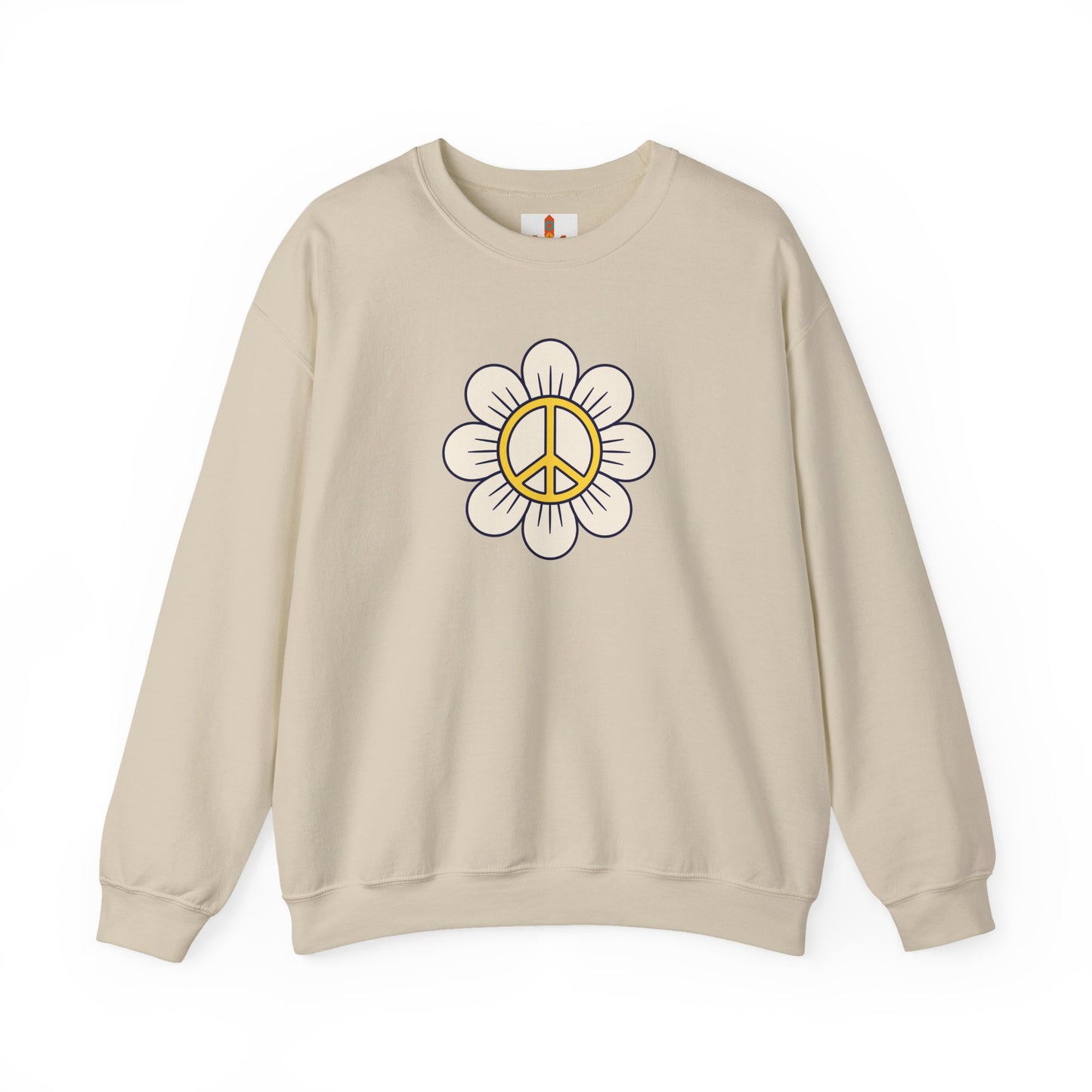 Yellow Peace Sign in a Flower Sweatshirt