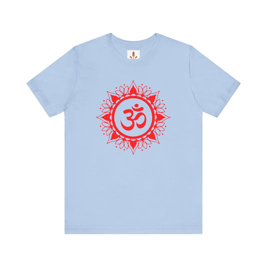 Red Om Lotus Design T-shirt