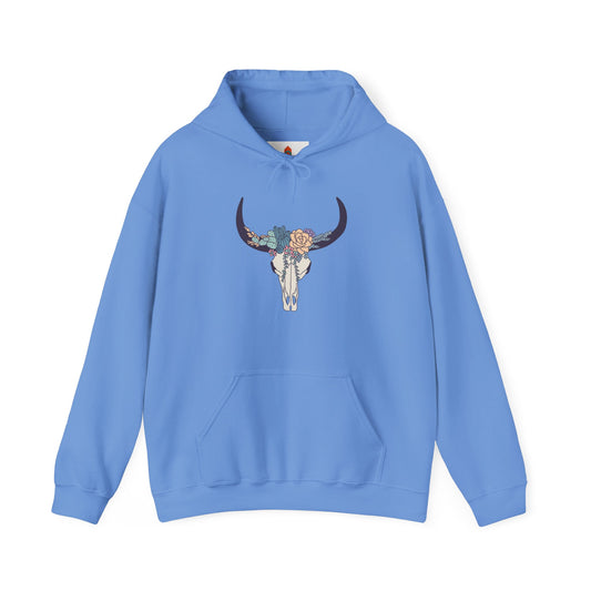 Buffalo Skull with Flowers Hoodie