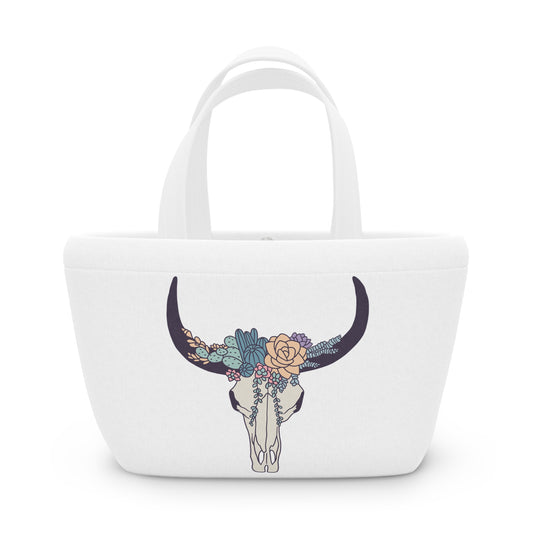 Buffalo Skull with Flowers Bag