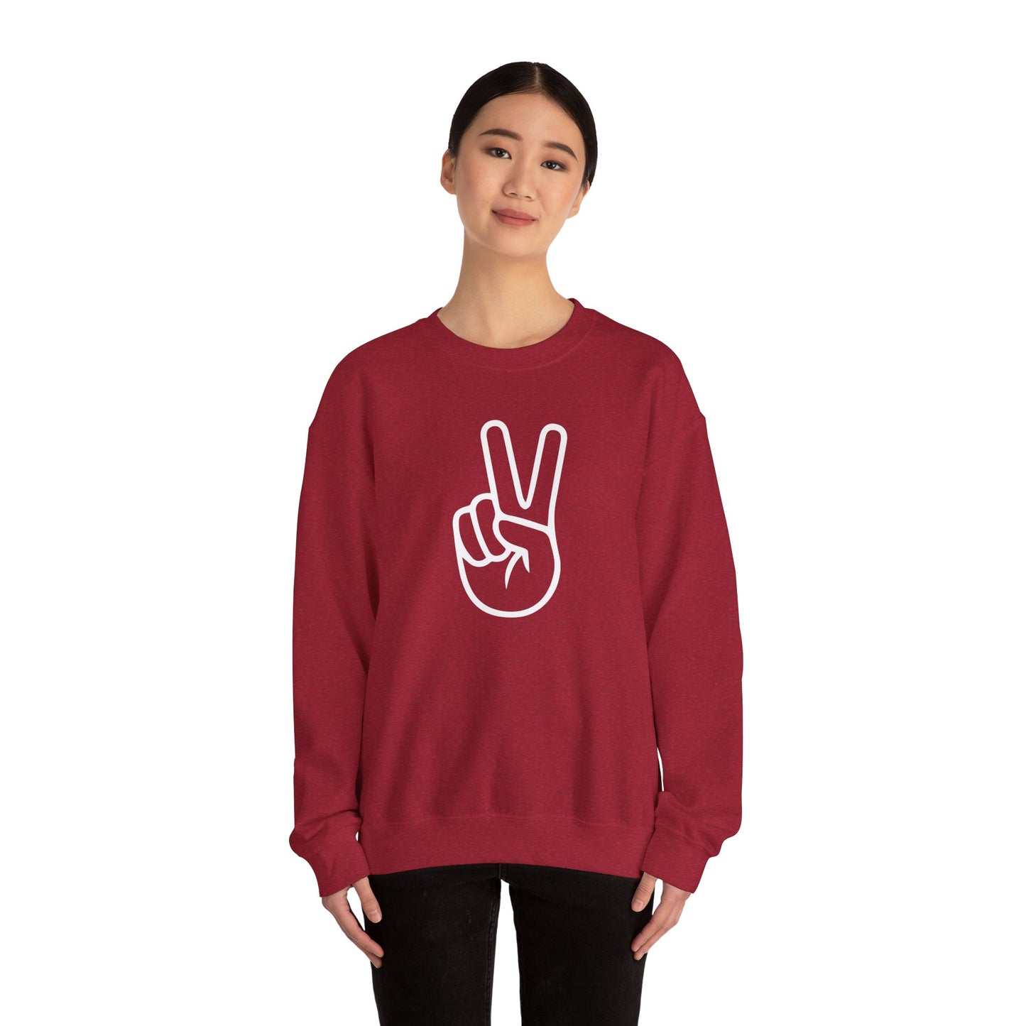 White Simple Peace Hand Sign Sweatshirt