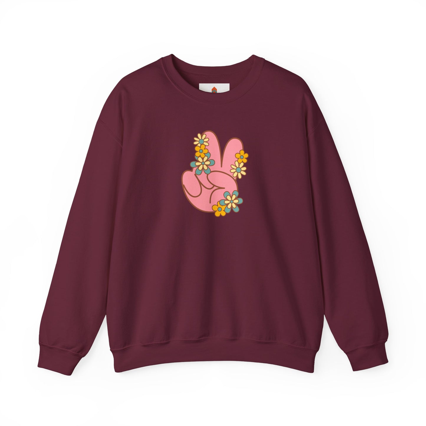 Peace Hand Sign with Flowers Sweatshirt