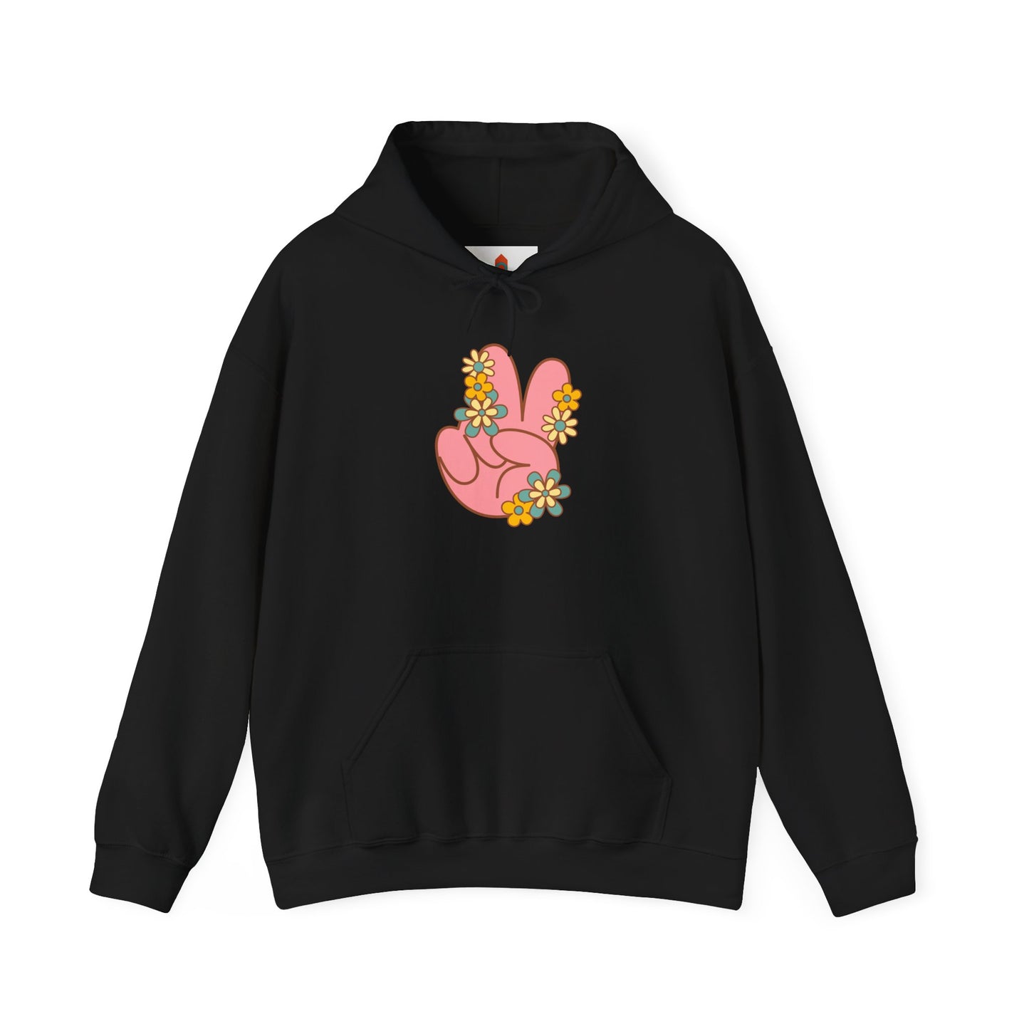 Peace Hand Sign with Flowers Hoodie