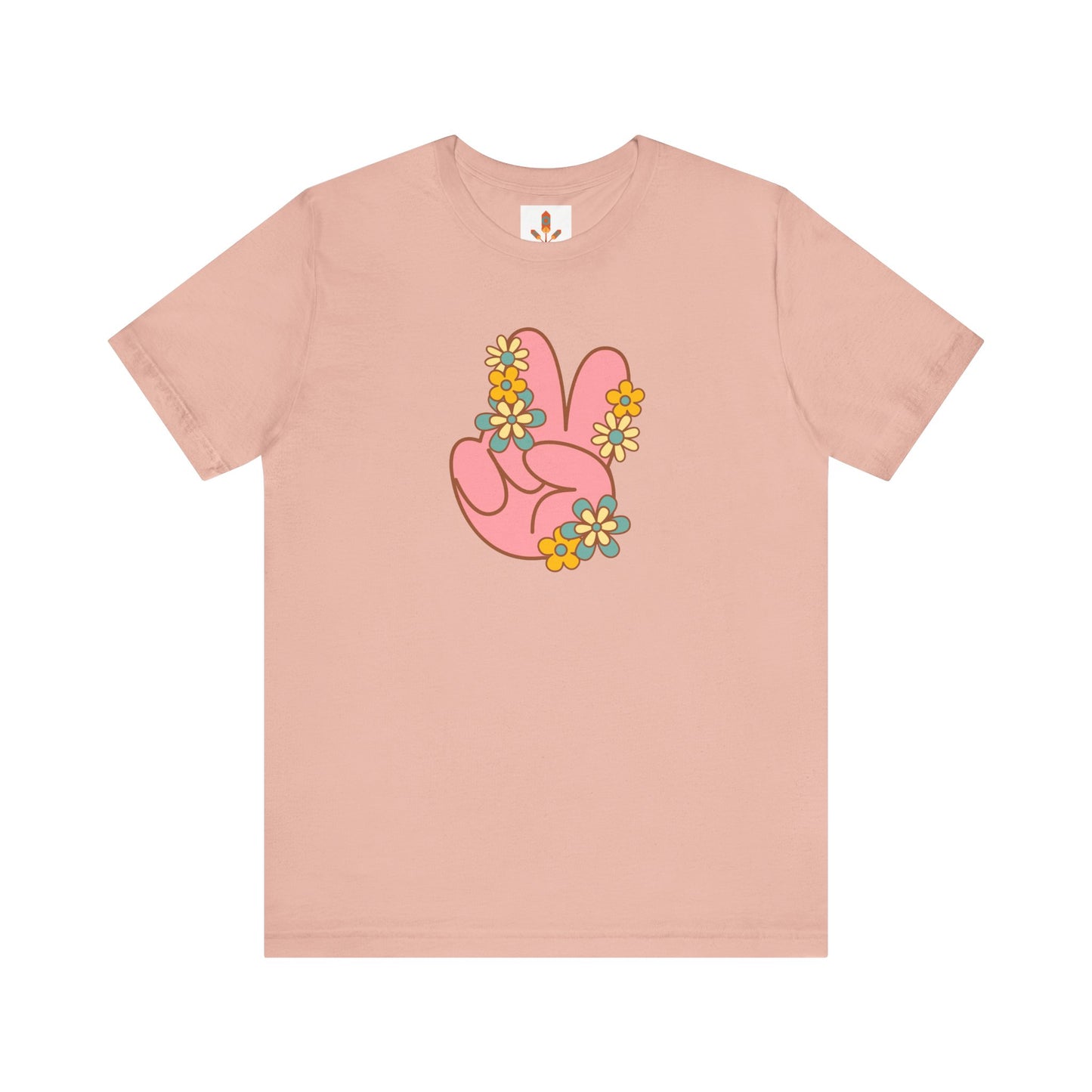 Peace Hand Sign with Flowers T-shirt