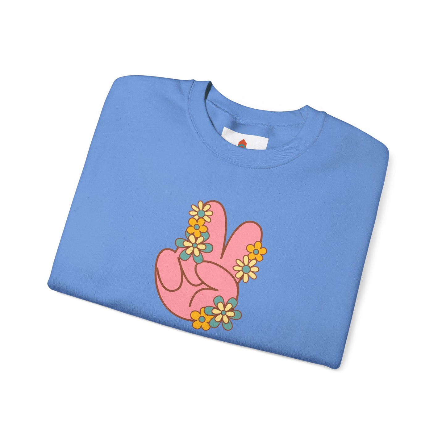 Peace Hand Sign with Flowers Sweatshirt