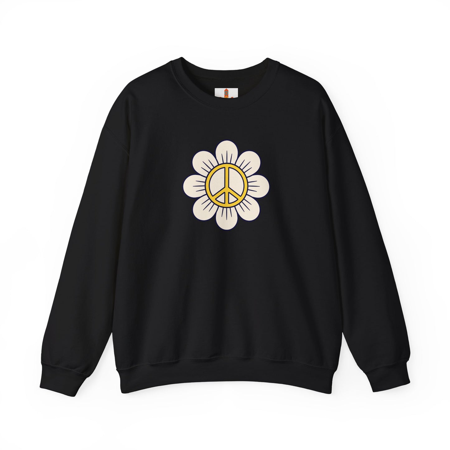 Yellow Peace Sign in a Flower Sweatshirt