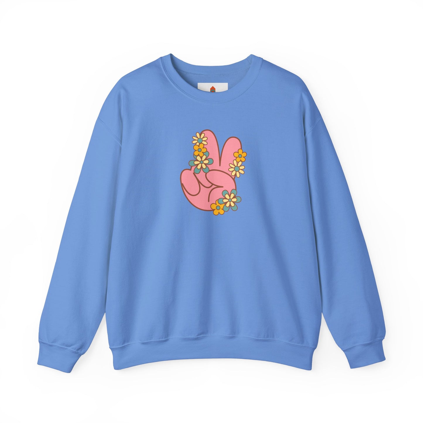 Peace Hand Sign with Flowers Sweatshirt