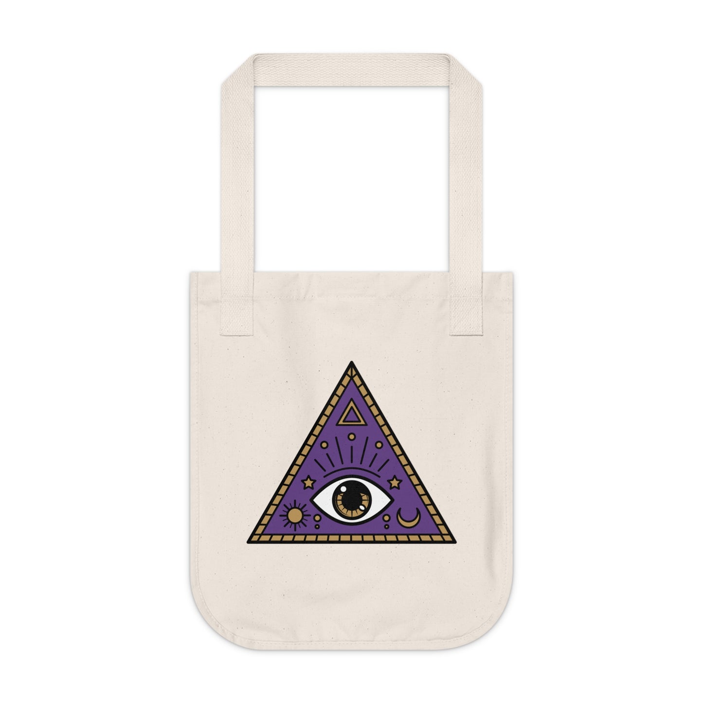 White Evil Eye and Pyramid Organic Canvas Tote Bag